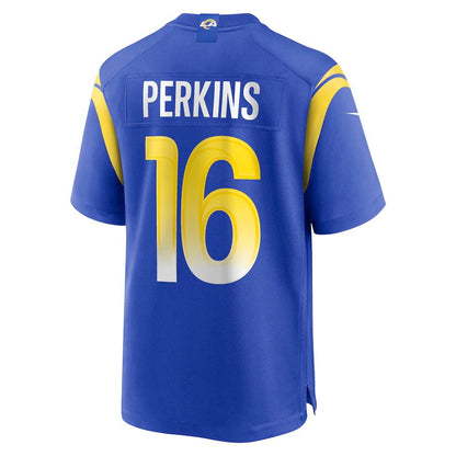 LA.Rams #16 Bryce Perkins Royal Game Player Jersey Stitched American Football Jerseys