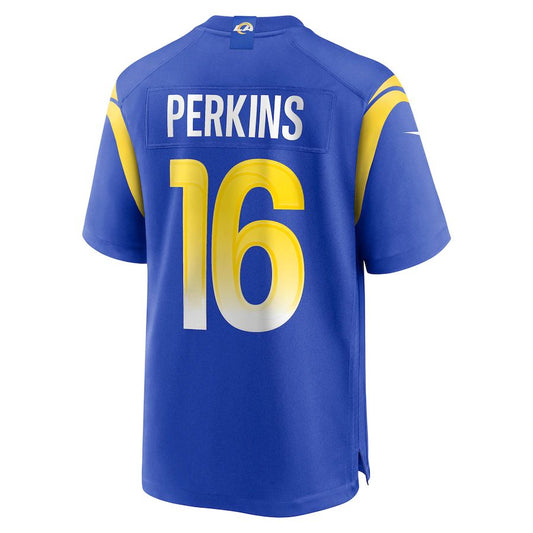 LA.Rams #16 Bryce Perkins Royal Game Player Jersey Stitched American Football Jerseys