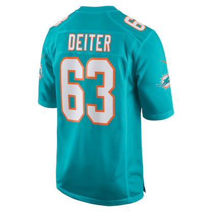 M.Dolphins #63 Michael Deiter Aqua Game Jersey Stitched American Football Jerseys