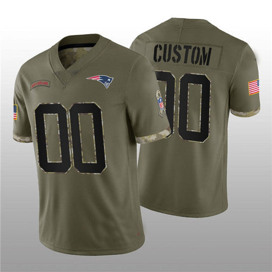 Custom NE.Patriots ACTIVE PLAYER 2022 Olive Salute To Service Limited Stitched Jersey  American Football Jerseys