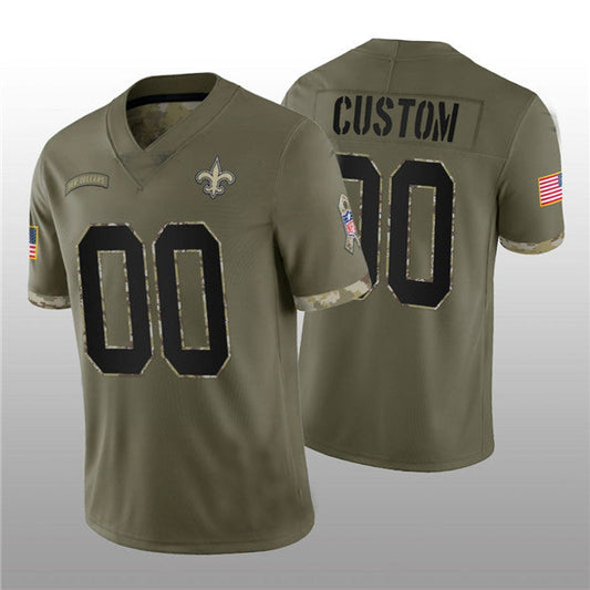 Custom NO.Saints ACTIVE PLAYER  2022 Olive Salute To Service Limited Stitched Jersey Football Jerseys