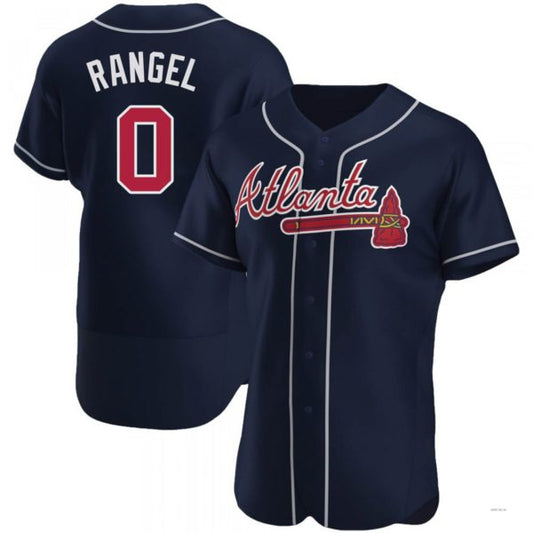 Atlanta Braves #0 Alan Rangel Navy Alternate Jersey Stitches Baseball Jerseys