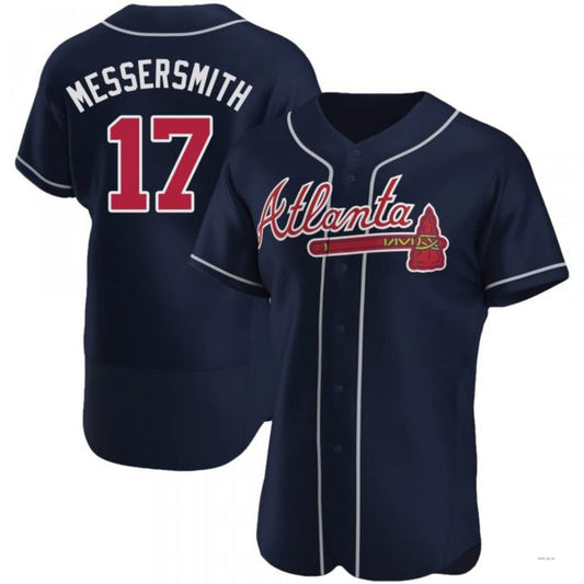 Atlanta Braves #17 Andy Messersmith Navy Alternate Jersey Stitches Baseball Jerseys