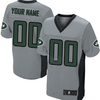 Custom NY.Jets Gray Shadow Elite Jersey American Stitched Jersey Football Jerseys