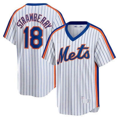 New York Mets #18 Darryl Strawberry  White Home Cooperstown Collection Player Jersey Baseball Jerseys