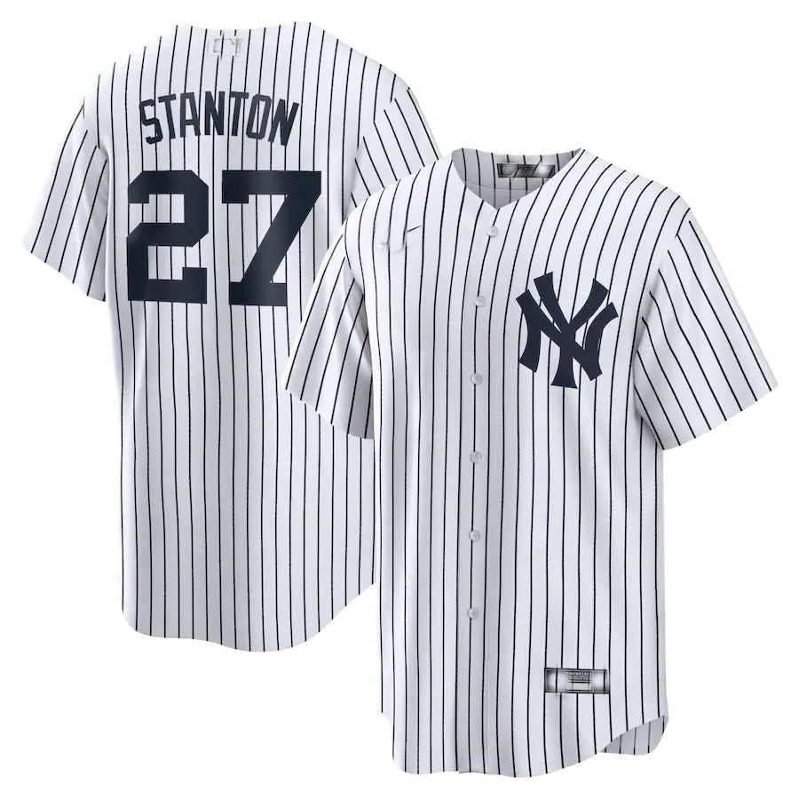 New York Yankees #27 Giancarlo Stanton White Home Replica Player Name Jersey Baseball Jerseys