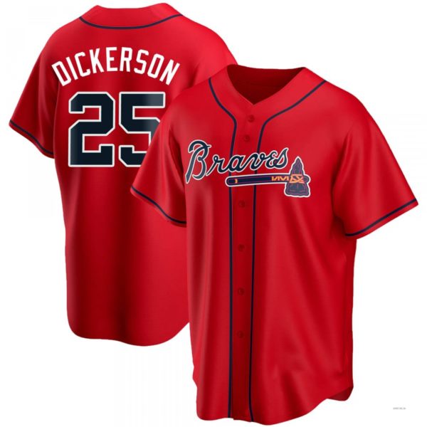 Atlanta Braves #25 Alex Dickerson Red Alternate Jersey Stitches Baseball Jerseys