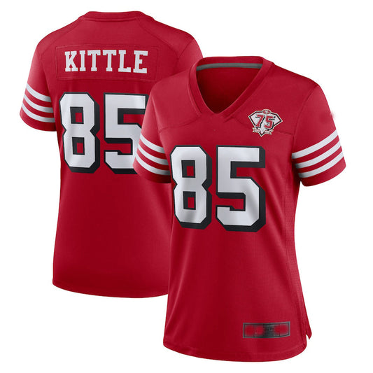 SF.49ers #85 George Kittle Scarlet 75th Anniversary Alternate Game Jersey Football Jerseys