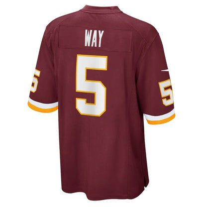 W.Football Team #5 Tress Way Burgundy Game Player Jersey Stitched American Football Jerseys