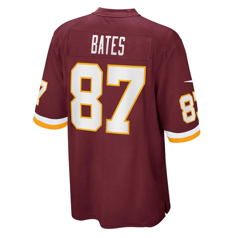 W.Football Team #87 John Bates Burgundy Game Jersey Stitched American Football Jerseys