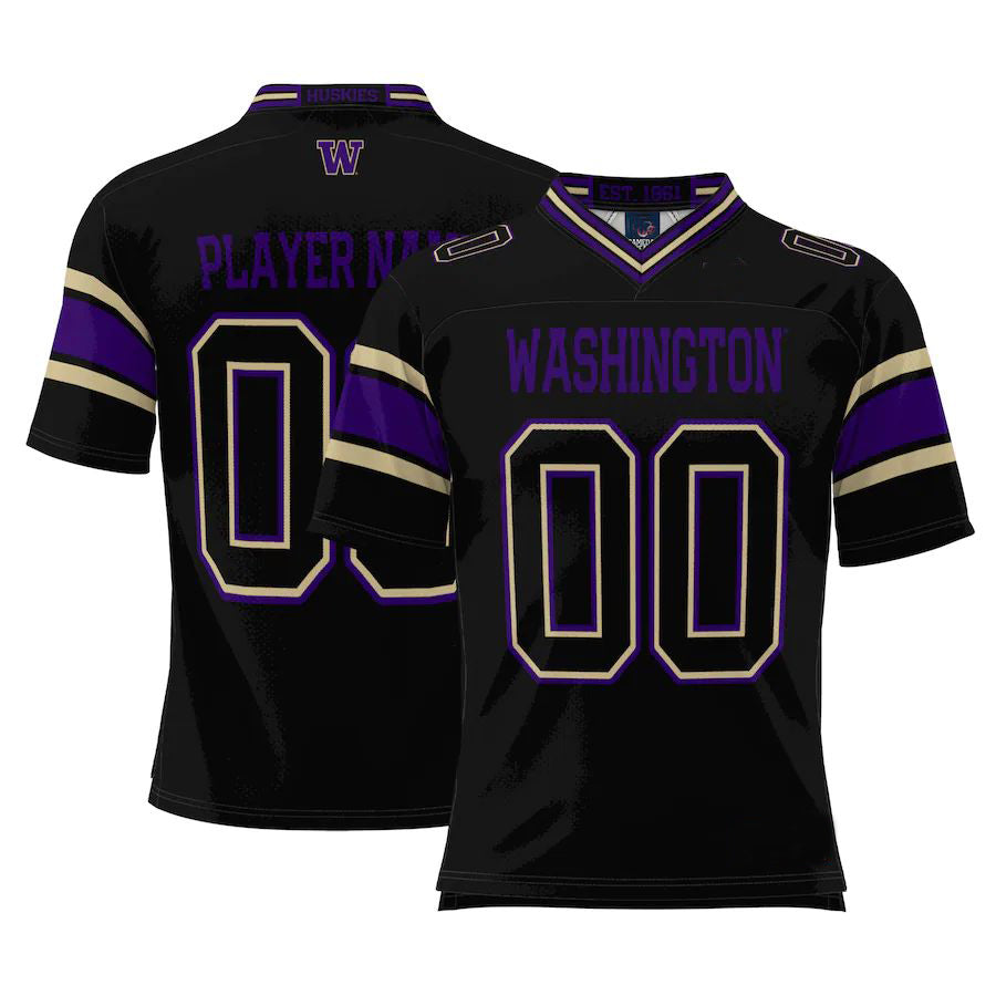 Custom W.Huskies ProSphere NIL Pick-A-Player Football Jersey  Black Stitched American College Jerseys