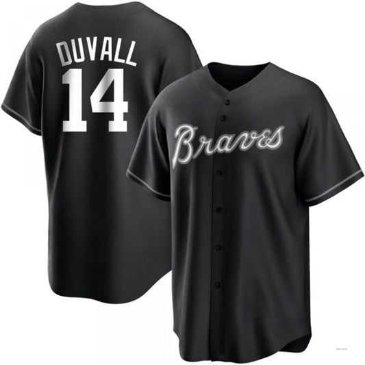 Atlanta Braves #14 Adam Duvall White Black Jersey Stitches Baseball Jerseys