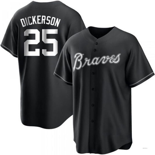 Atlanta Braves #25 Alex Dickerson White Black/ Jersey Stitches Baseball Jerseys