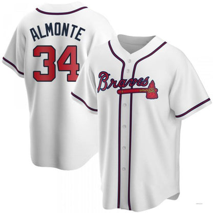 Atlanta Braves #34 Abraham Almonte  White Home Jersey Stitches Baseball Jerseys