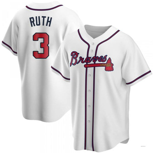 Atlanta Braves #3 Babe Ruth White Home Jersey Stitches Baseball Jerseys