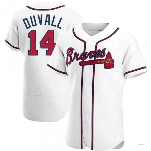 Atlanta Braves #14 Adam Duvall White Home Jersey Stitches Baseball Jerseys