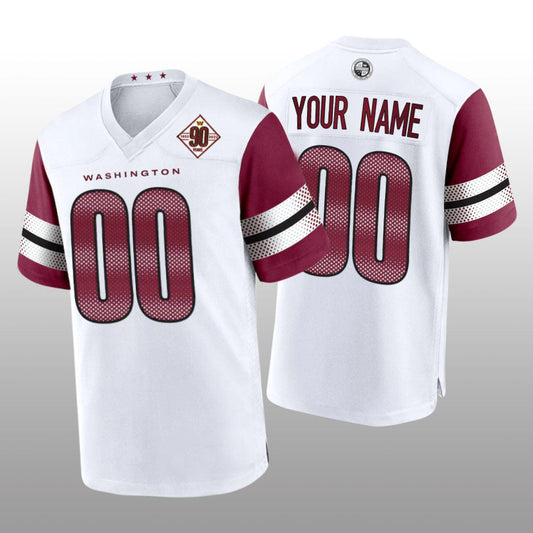 Custom W.Commanders White 90th Anniversary Game Jersey Football Jerseys