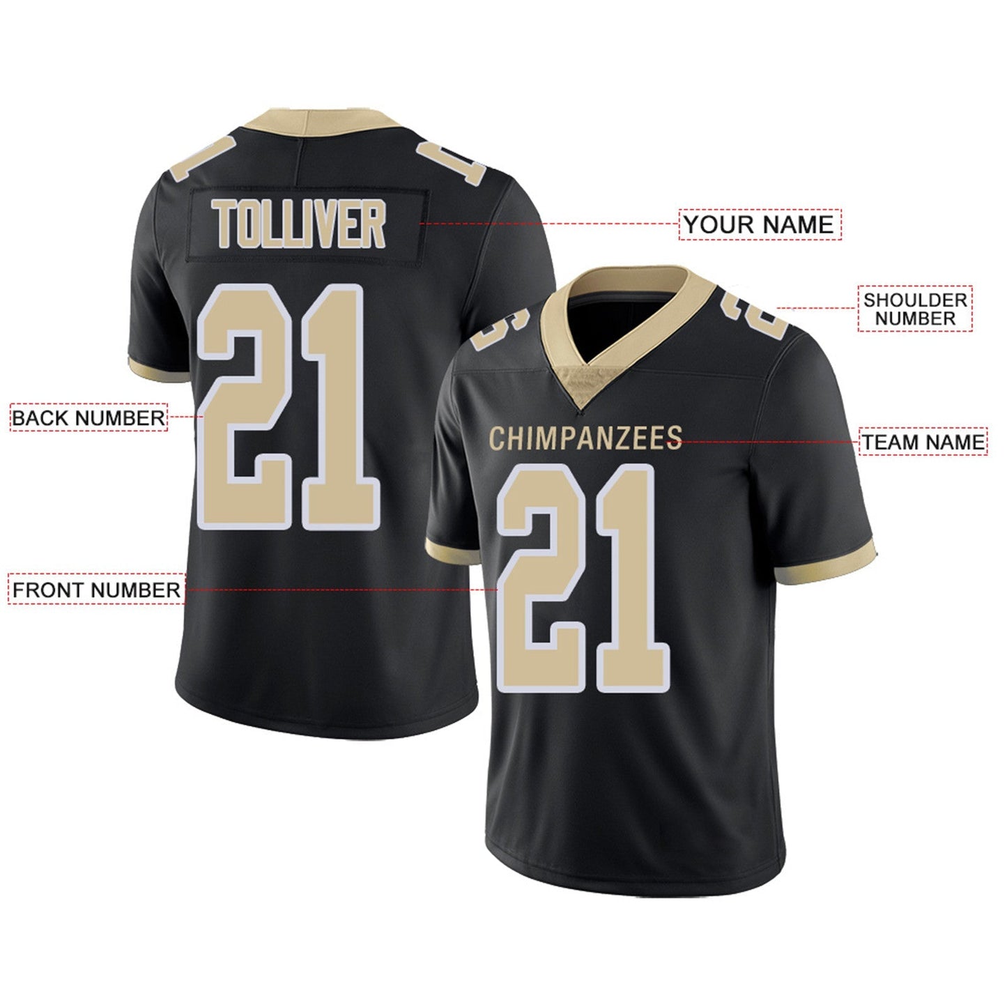 Custom NO.Saints Football Jerseys Team Player or Personalized Design Your Own Name for Men's Women's Youth Jerseys Black