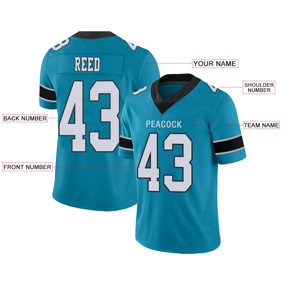 Custom C.Panther Stitched American Personalize Birthday Gifts Blue Jersey Football Jerseys