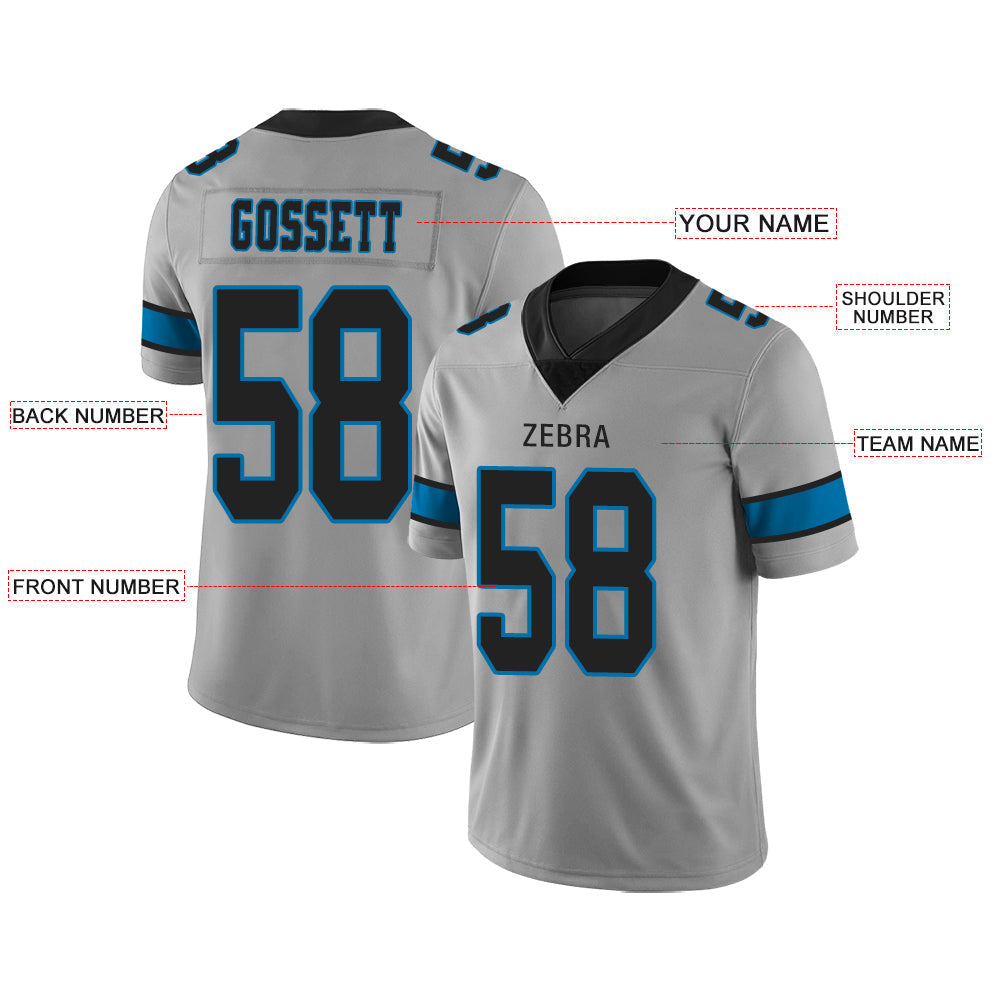 Custom C.Panther Stitched American Football Jerseys Personalize Birthday Gifts Grey Jersey