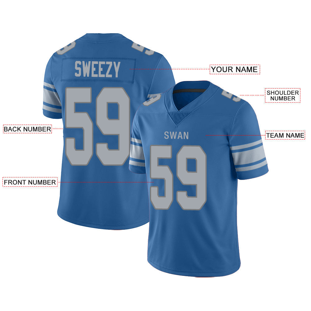 Custom D.Lions Stitched American Football Jerseys Personalize Birthday Gifts Blue Jersey