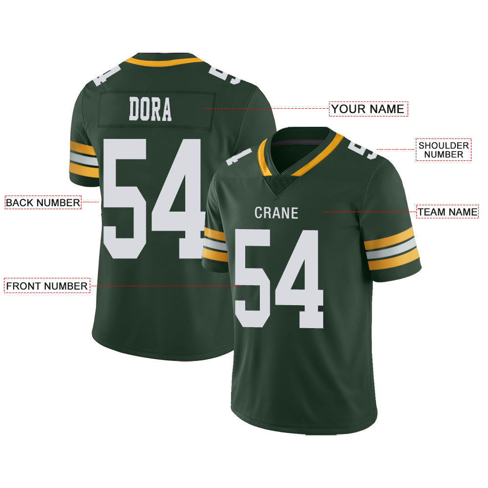 Custom GB.Packers Stitched American Football Jerseys Personalize Birthday Gifts Green Jersey