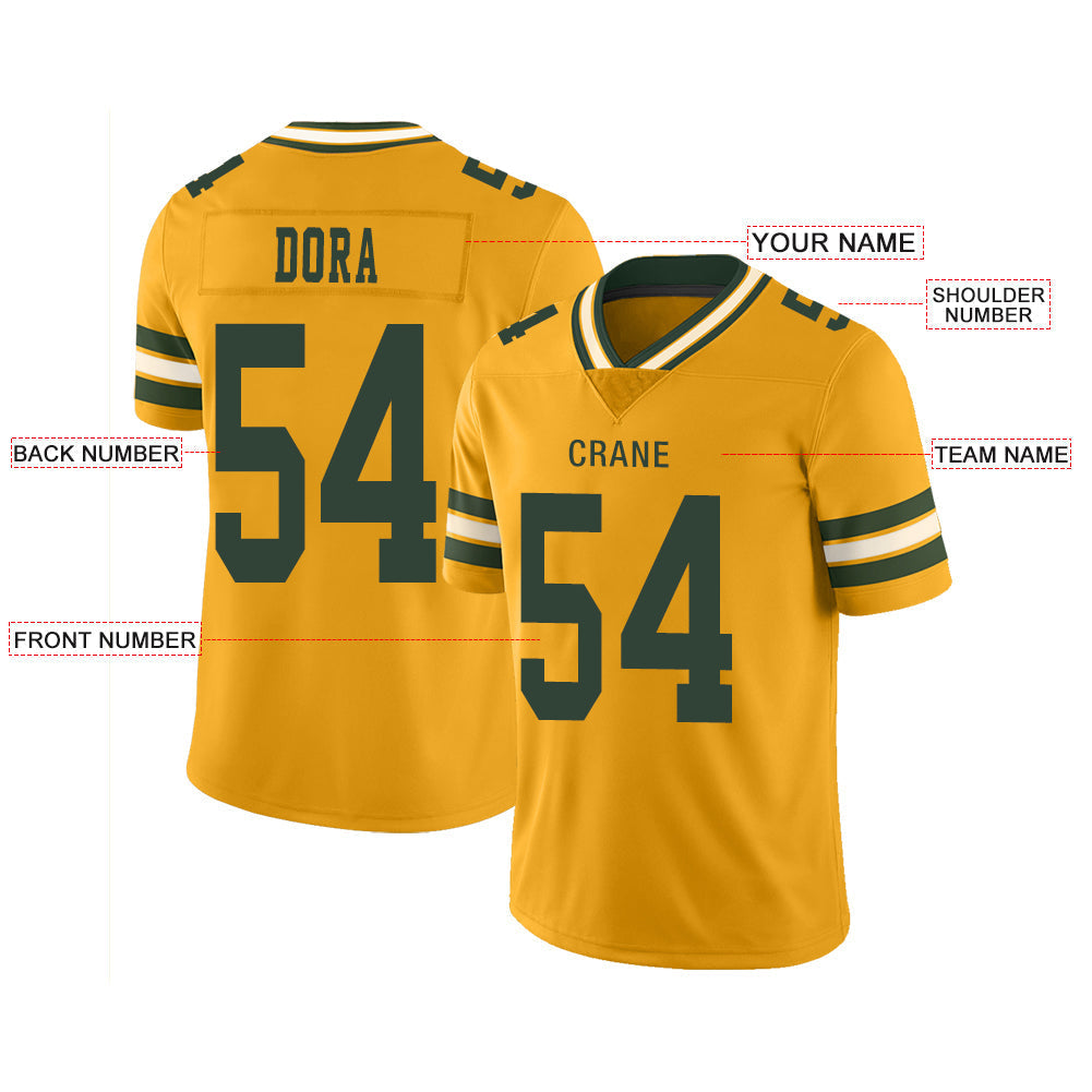 Custom GB.Packers Stitched American Football Jerseys Personalize Birthday Gifts yellow Jersey