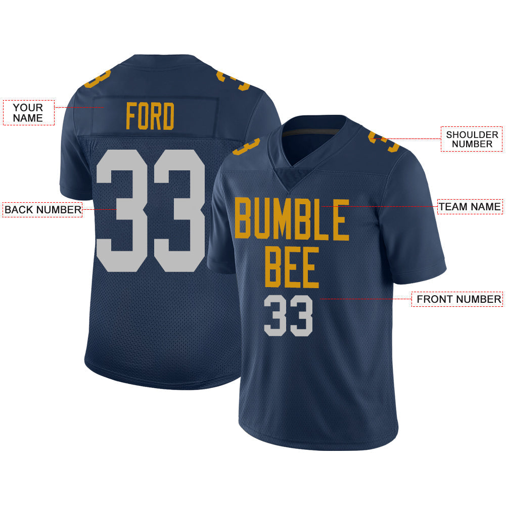 Custom GB.Packers Stitched American Football Jerseys Personalize Birthday Gifts Navy Jersey