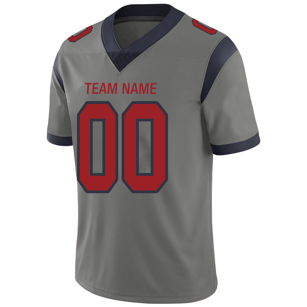 Custom H.Texans Stitched American Football Jerseys Personalize Birthday Gifts Grey Jersey