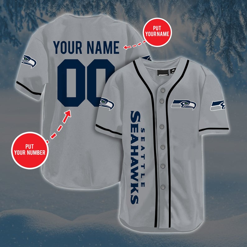 Personalized Custom S.Seahawks Baseball Jersey Short Sleeve Sports Jersey