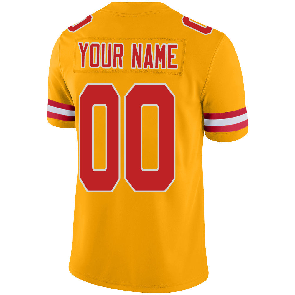 Custom KC.Chiefs Stitched American Football Jerseys Personalize Birthday Gifts Gold Jersey