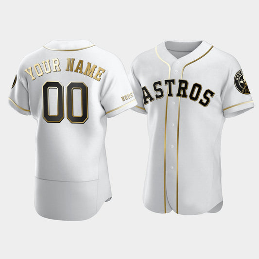 Custom Houston Astros Men's Baseball  Golden Edition Jerseys Stitched Letter And Numbers Birthday Gift