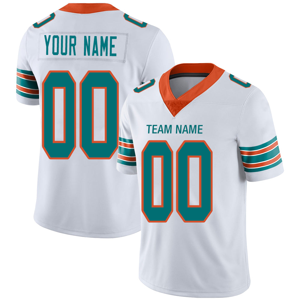 Custom M.Dolphins Stitched American Football Jerseys Personalize Birthday Gifts White Jersey