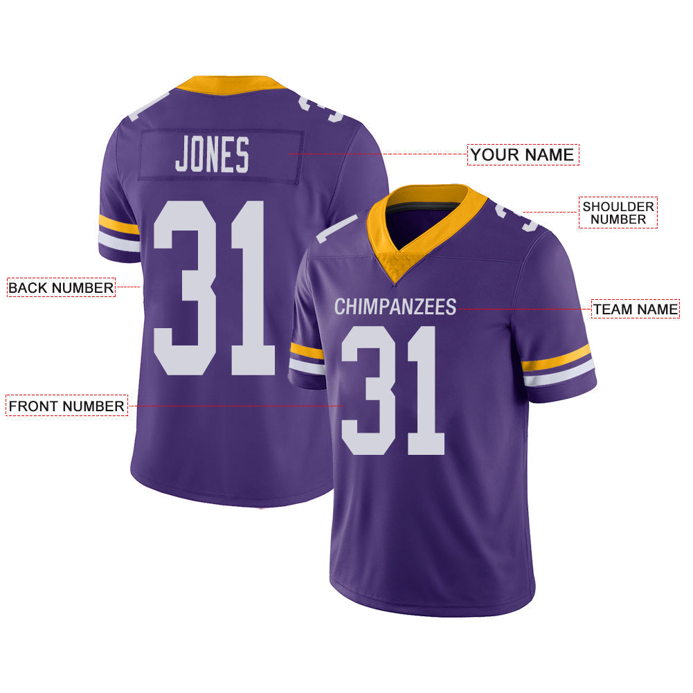 Custom MN.Vikings Stitched American Football Jerseys Personalize Birthday Gifts Purple Jersey