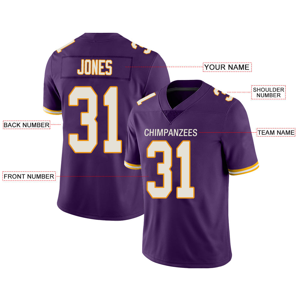 Custom MN.Vikings Stitched American Football Jerseys Personalize Birthday Gifts Purple Jersey