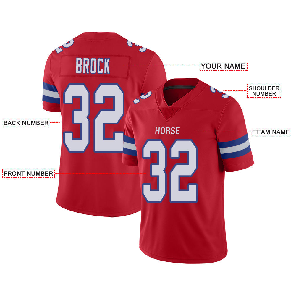 Custom NE.Patriots Stitched American Football Jerseys Personalize Birthday Gifts Red Jersey