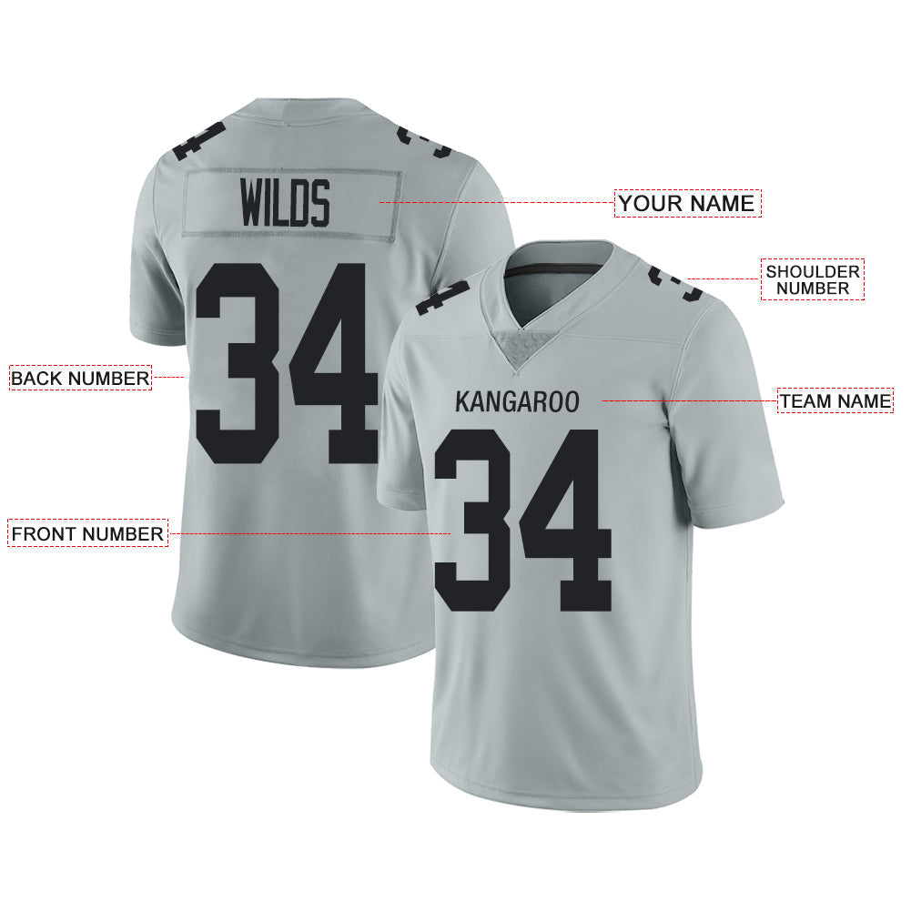 Custom LV.Raiders Stitched American Football Jerseys Personalize Birthday Gifts Grey Jersey