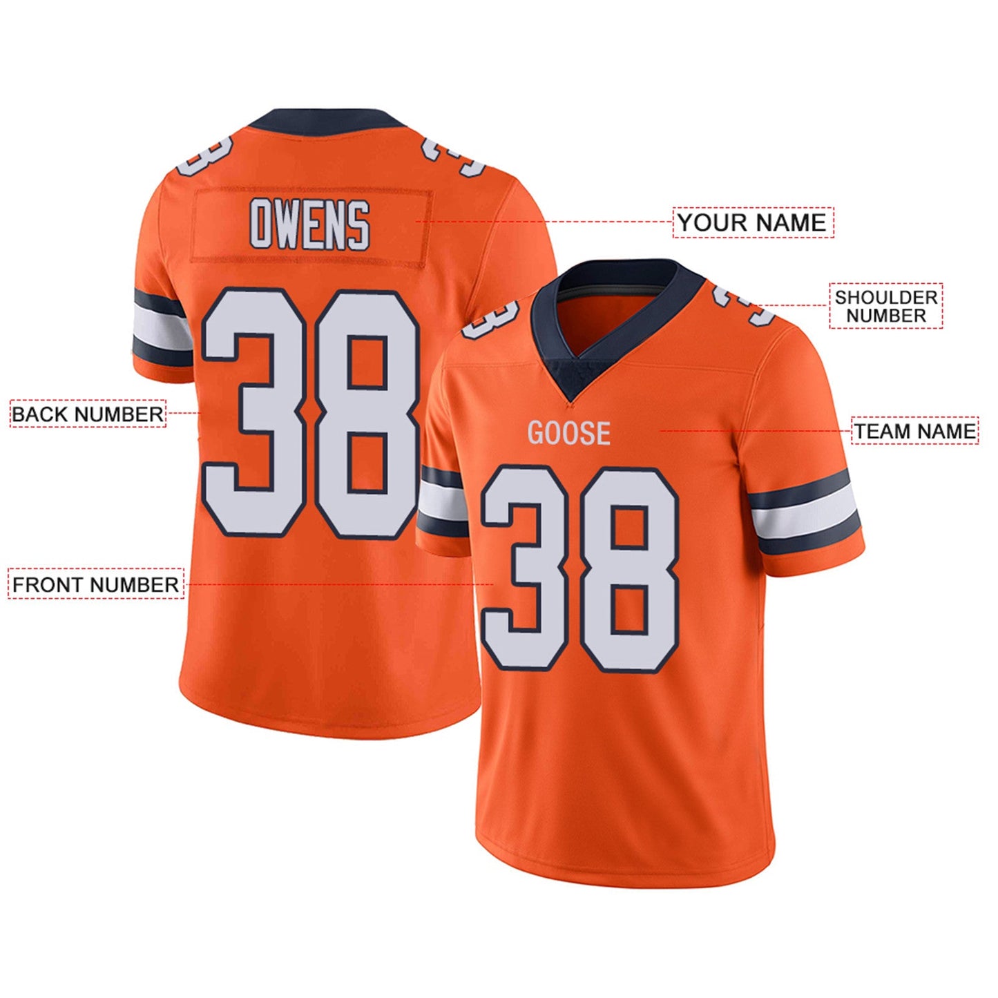 Custom D.Broncos Football Jerseys Team Player or Personalized Design Your Own Name for Men's Women's Youth Jerseys Orange