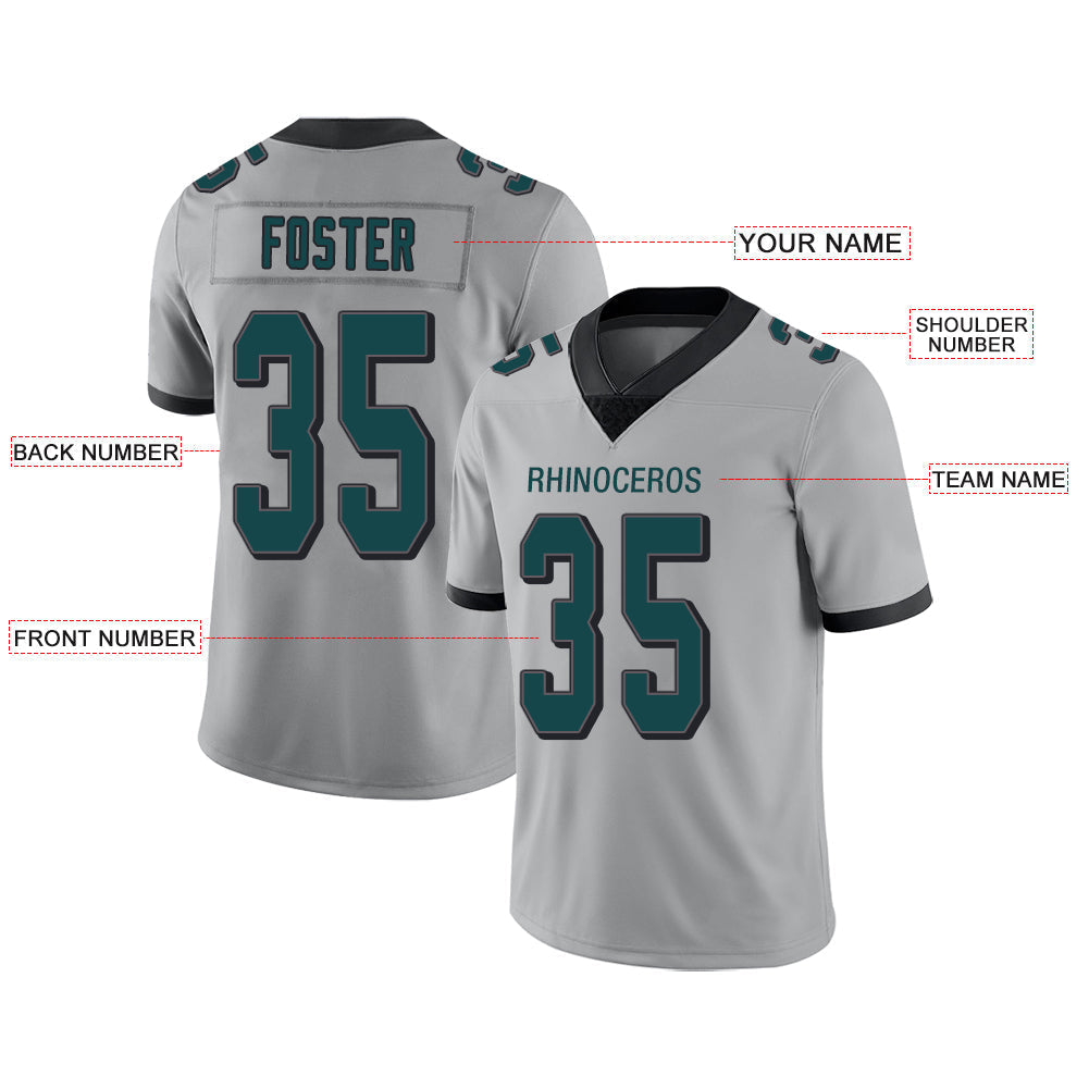 Custom P.Eagles Stitched American Football Jerseys Personalize Birthday Gifts Grey Jersey