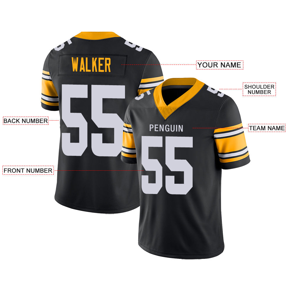 Custom P.Steelers Stitched American Football Jerseys Personalize Birthday Gifts Black Jersey