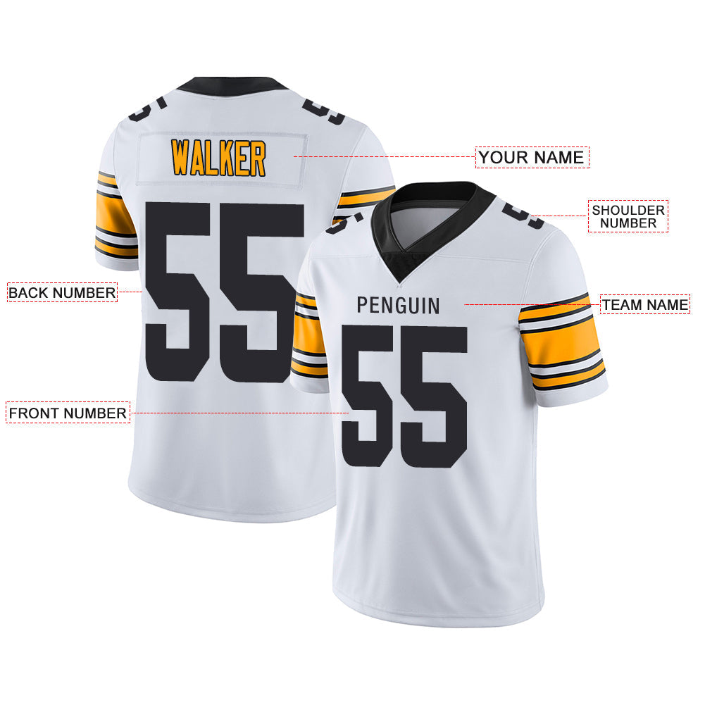 Custom P.Steelers Stitched American Football Jerseys Personalize Birthday Gifts White Jersey