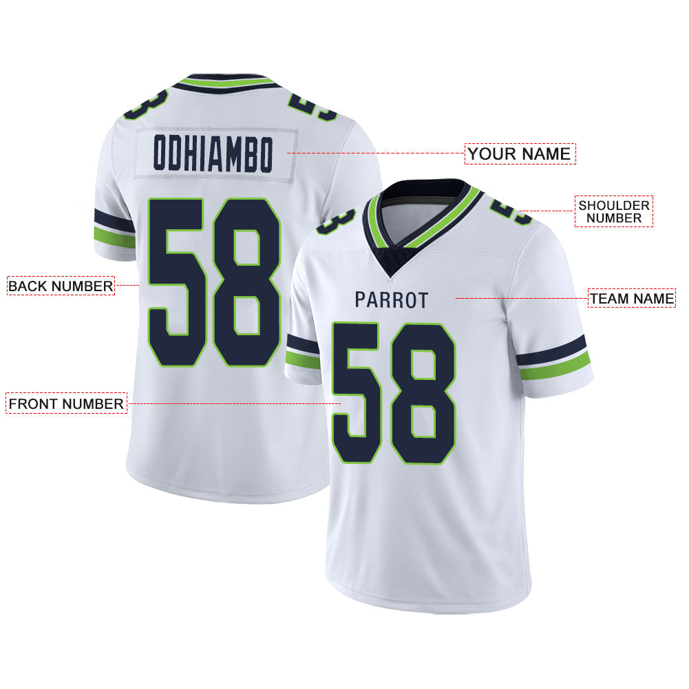 Custom S.Seahawks Stitched American Football Jerseys Personalize Birthday Gifts White Jersey