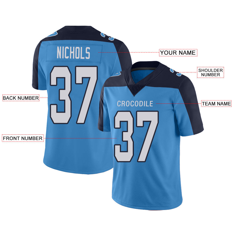 Custom T.Titans Stitched American Football Jerseys Personalize Birthday Gifts Light Blue Jersey